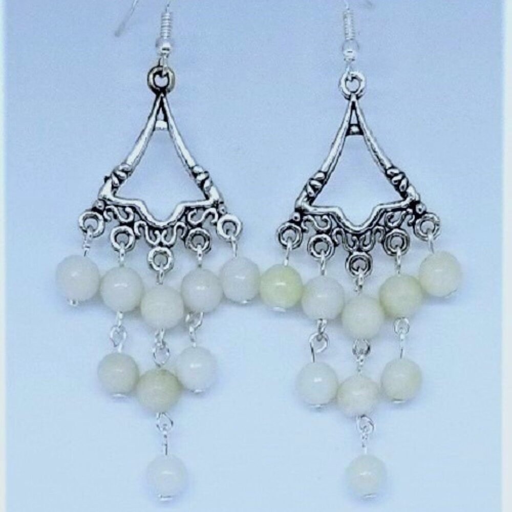 White Jade Dangle Earrings